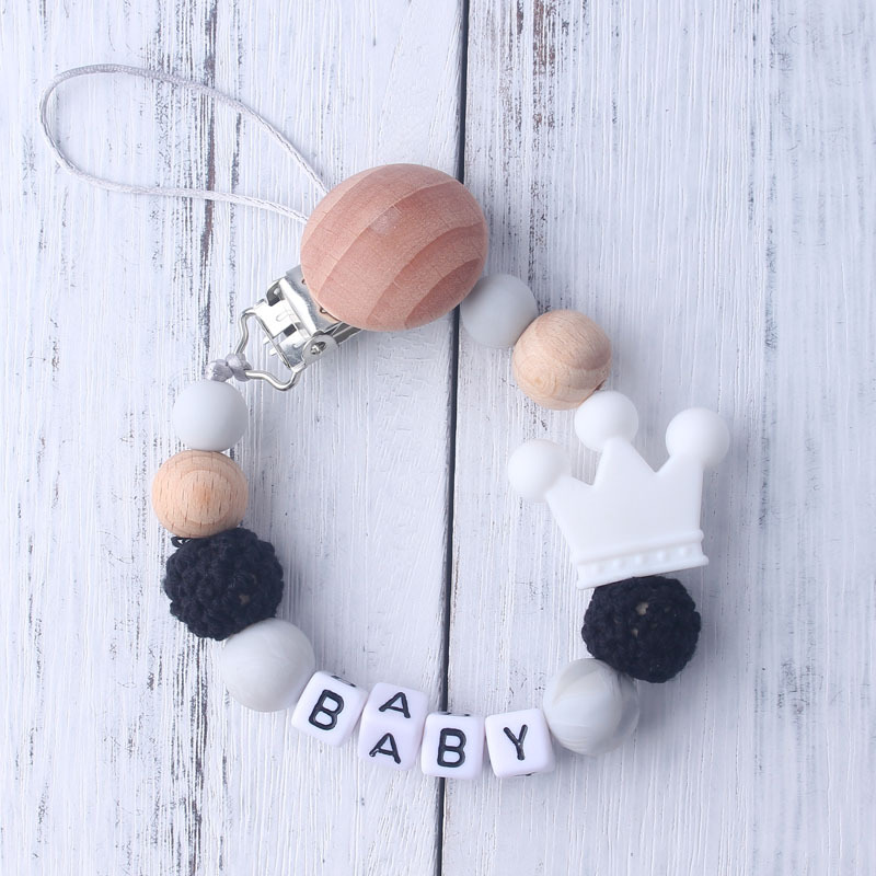 Baby Pacifier Clip - Personalized Name 1pcs Pink Pacifier Clips