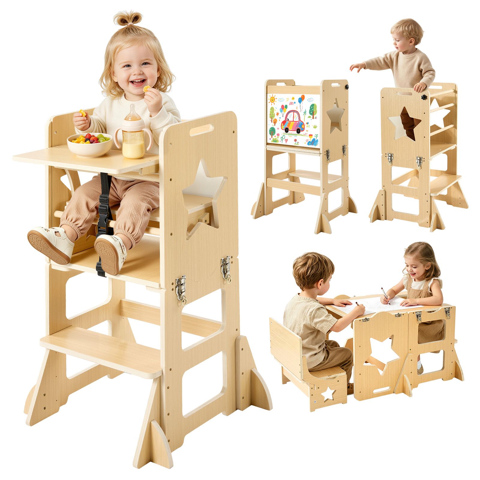 Toddler Tower, Wooden, 6 in 1  - đánh giá và giá Toddler Learning Tower